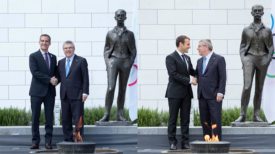 Les délégations de Los Angeles 2024 et Paris 2024 accueillies au Musée olympique