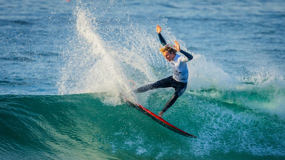 Ryan Kainalo of Brazil surfs in Heat 3 of the Round of 32 at the Ballito Open Presented by Flojos on June 30, 2024 at Ballito, Kwazulu-Natal, South Africa.
