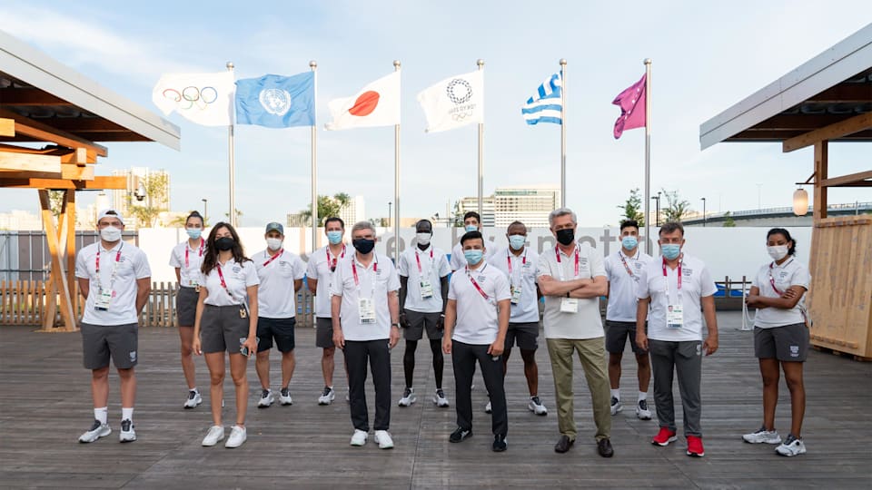 IOC President meets refugee athletes at the Olympic Village 
