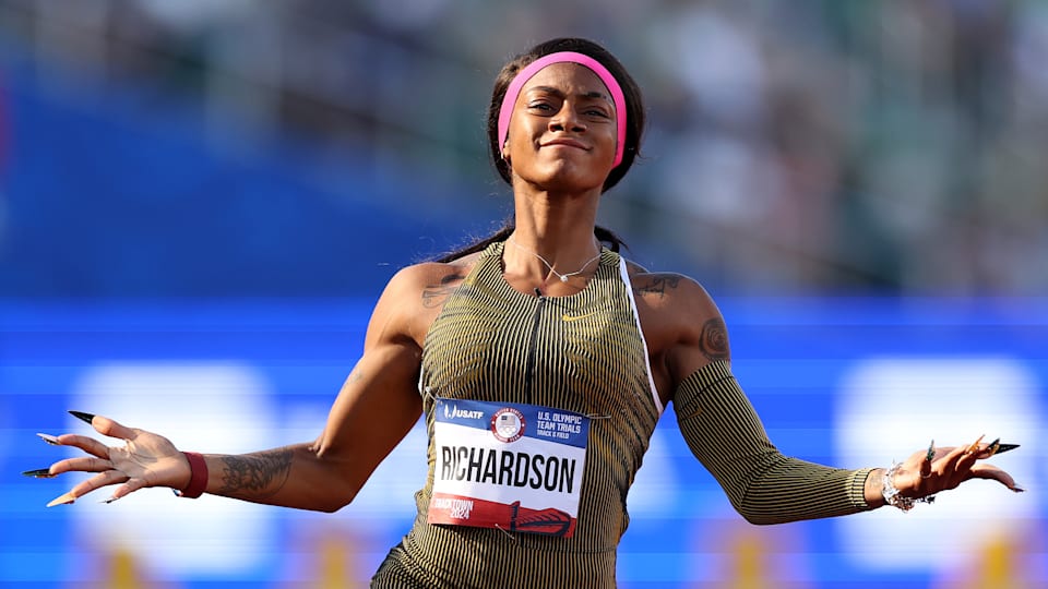 Sha'Carri Richardson in action at the U.S. Trials