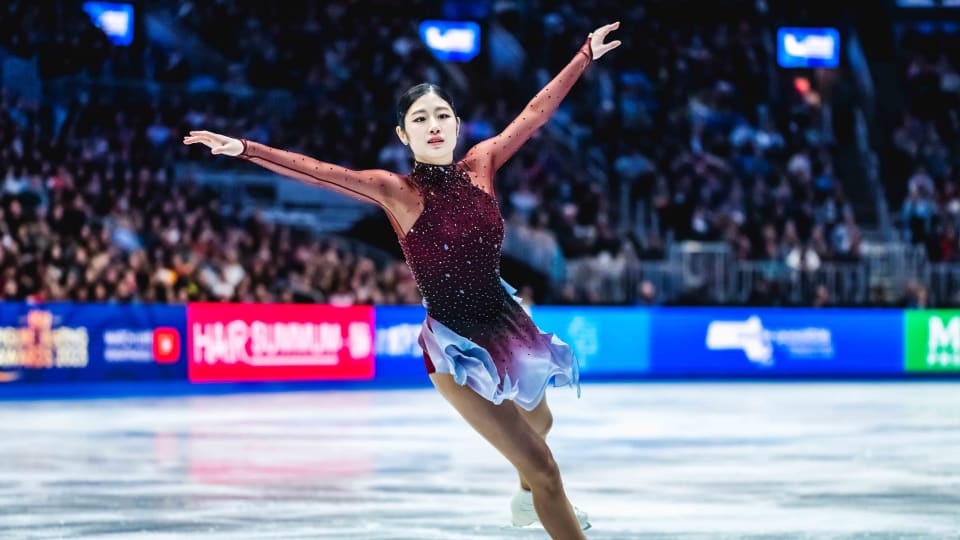 Lee Haein in action during the 2025 ISU World Figure Skating Championships in Boston, USA.