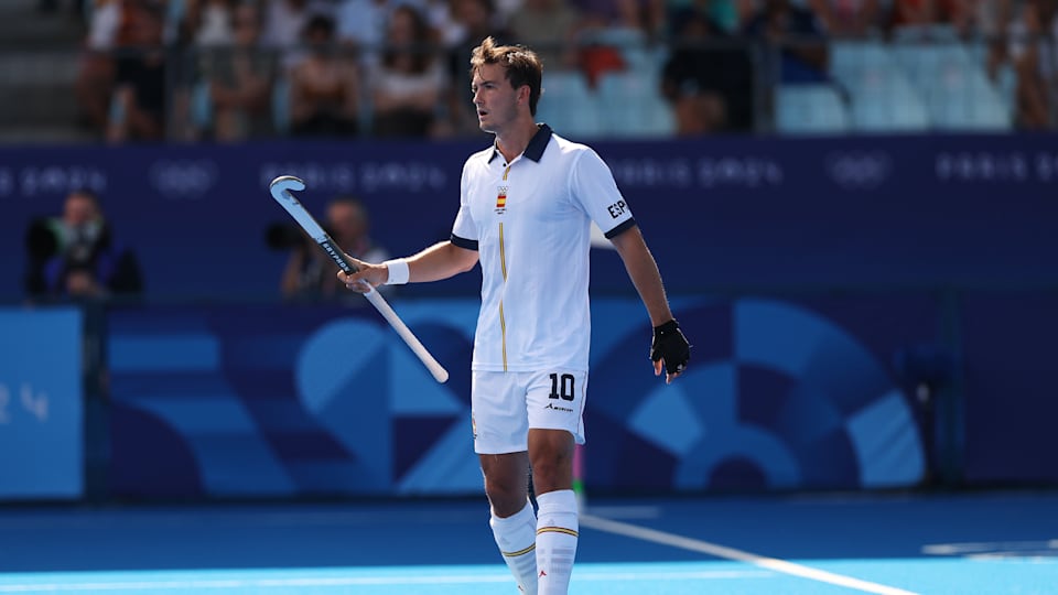 José María Basterra en partido de hockey vs Alemania
