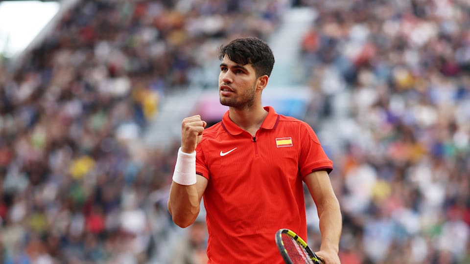 El tenista español Carlos Alcaraz, durante su debut en los Juegos Olímpicos de París 2024