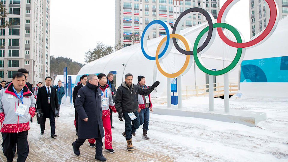IOC President Bach previews PyeongChang Olympic Village a day before the official opening