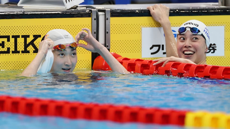 競泳ジャパンＯＰ／笑顔の池江と大本