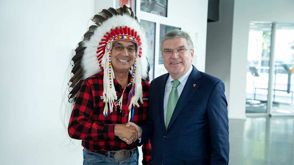 IOC President welcomes Grand Chief Littlechild to The Olympic Museum in Lausanne