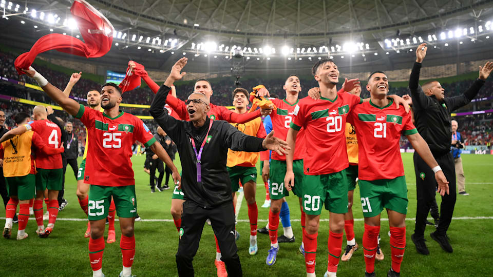 Morocco celebrate after eliminating Portugal from the FIFA World Cup 2022