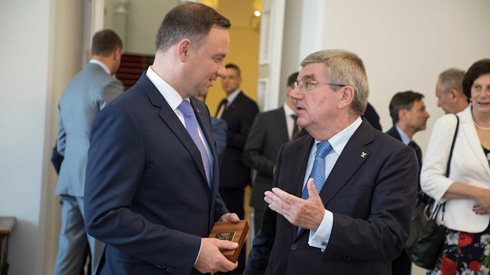 President in Warsaw to meet National Olympic Committee and Polish President
