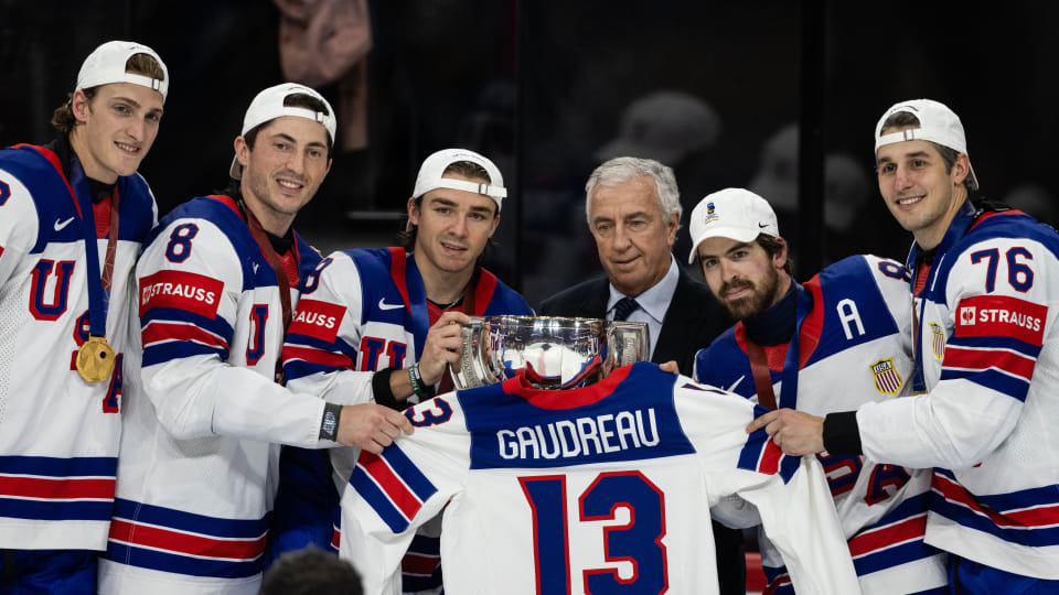 Team USA honour Johnny Gaudreau after winning the 2025 IIHF World Championship