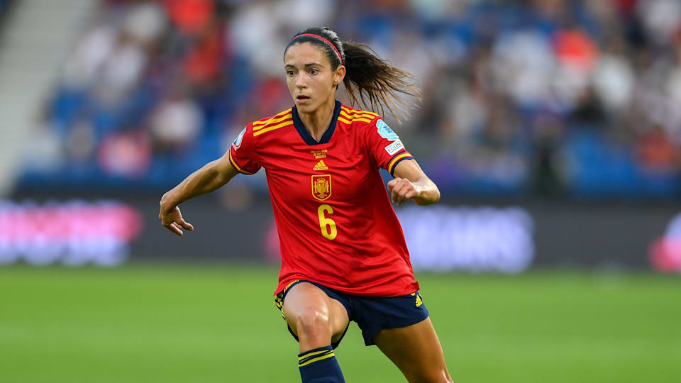 Aitana Bonmatí, con la selección española en la Eurocopa de fútbol femenino 2022.