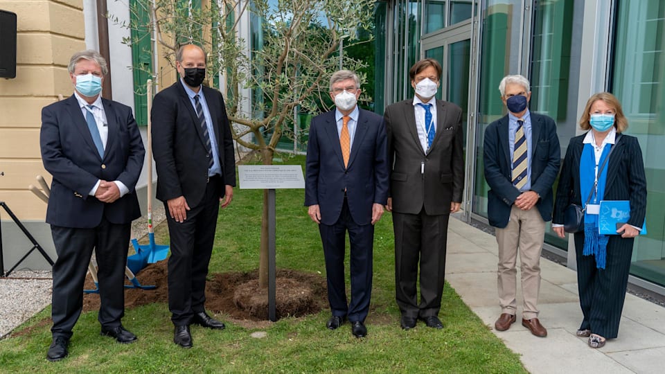 Olive tree planted in ceremony at Olympic House  