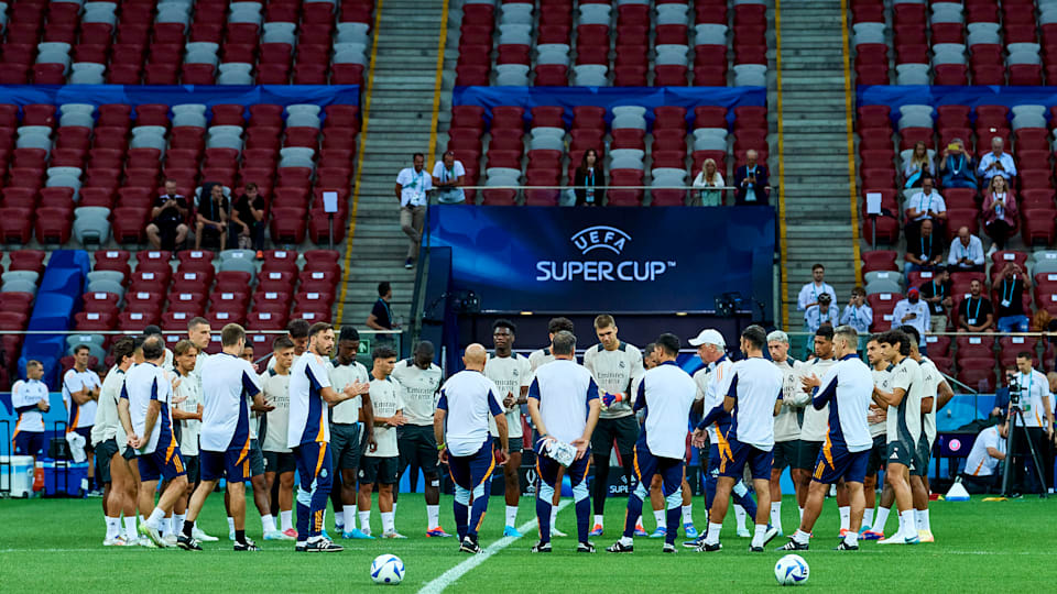 Real Madrid prepares for UEFA Super Cup 2024 final.