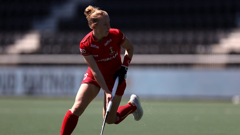 Charlotte Englebert during the 2021 EuroHockey