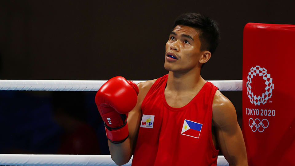 Carlo Paalam in action at the Olympic Games Tokyo 2020, in 2021