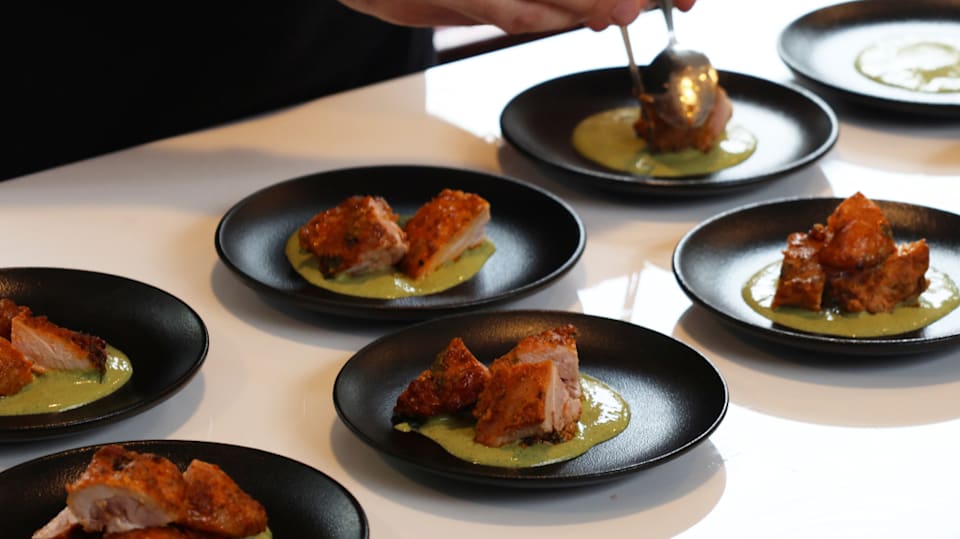 Dishes presented at the press conference during which Sodexo Live! revealed the recipes on offer in the Athletes' Village