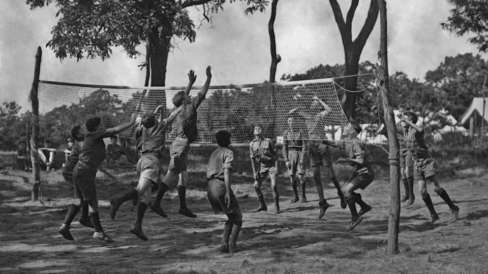 The origin of volleyball traces its roots to basketball, baseball, tennis and handball.