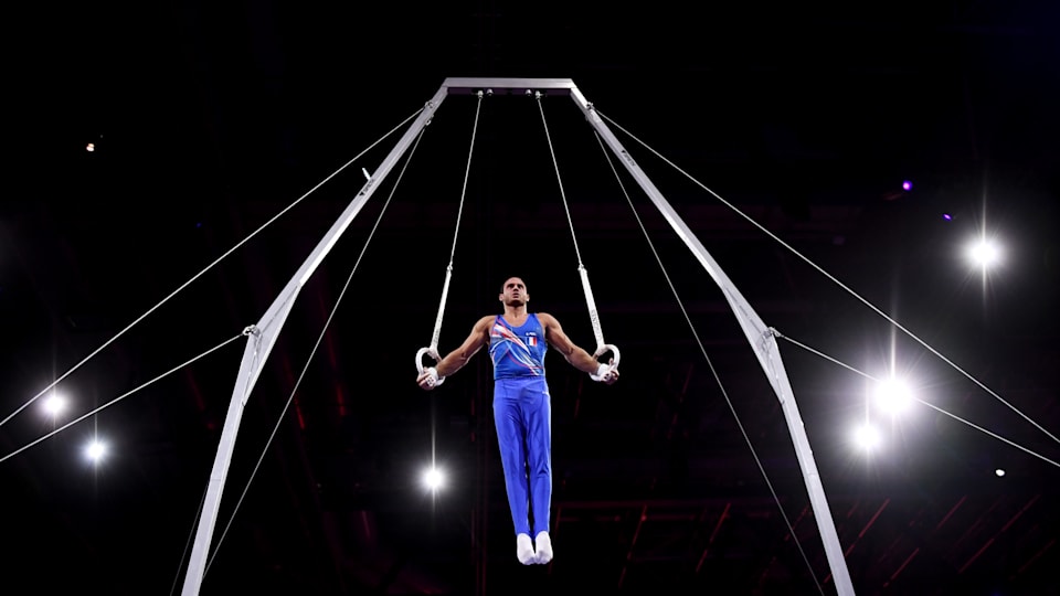 Samir Ait Said of France competes on Rings during the Apparatus Finals on Day 9 of the FIG Artistic Gymnastics World Championships