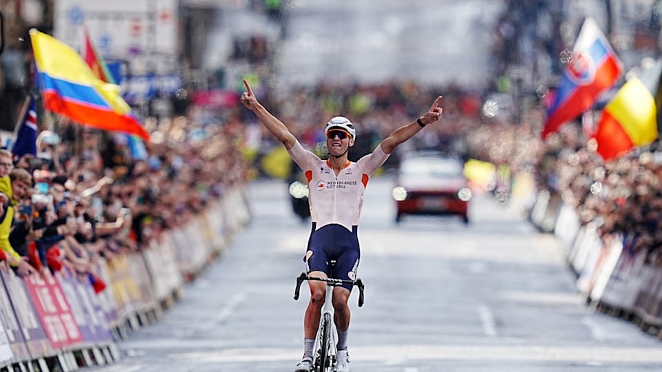 World road race champion Mathieu van der Poel is the seventh man to win the Tour of Flanders three times