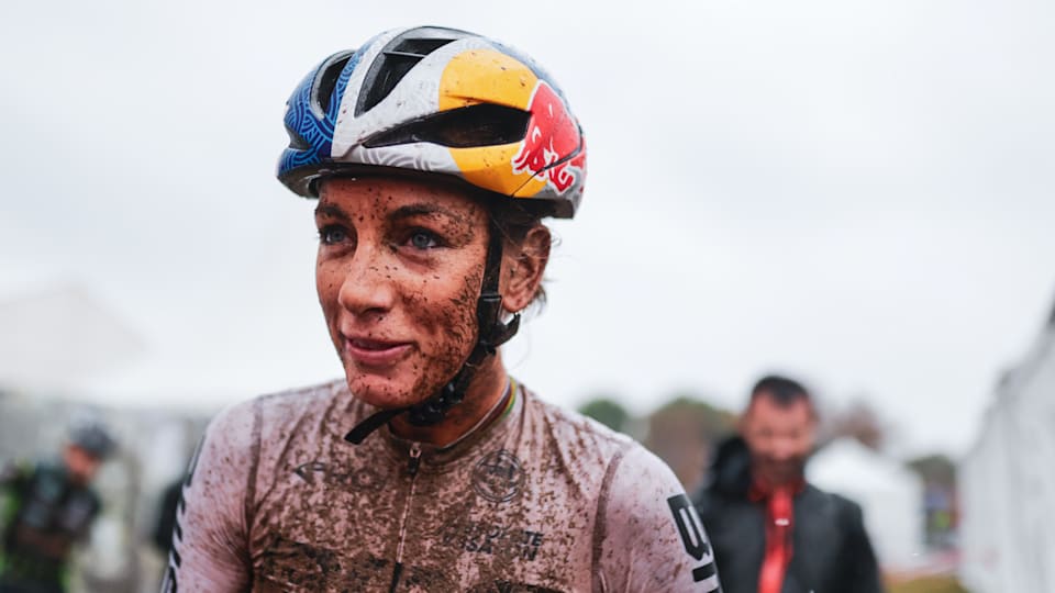 Pauline Ferrand-Prévot of France on 09 October 2022 in Roc d'Azur, France