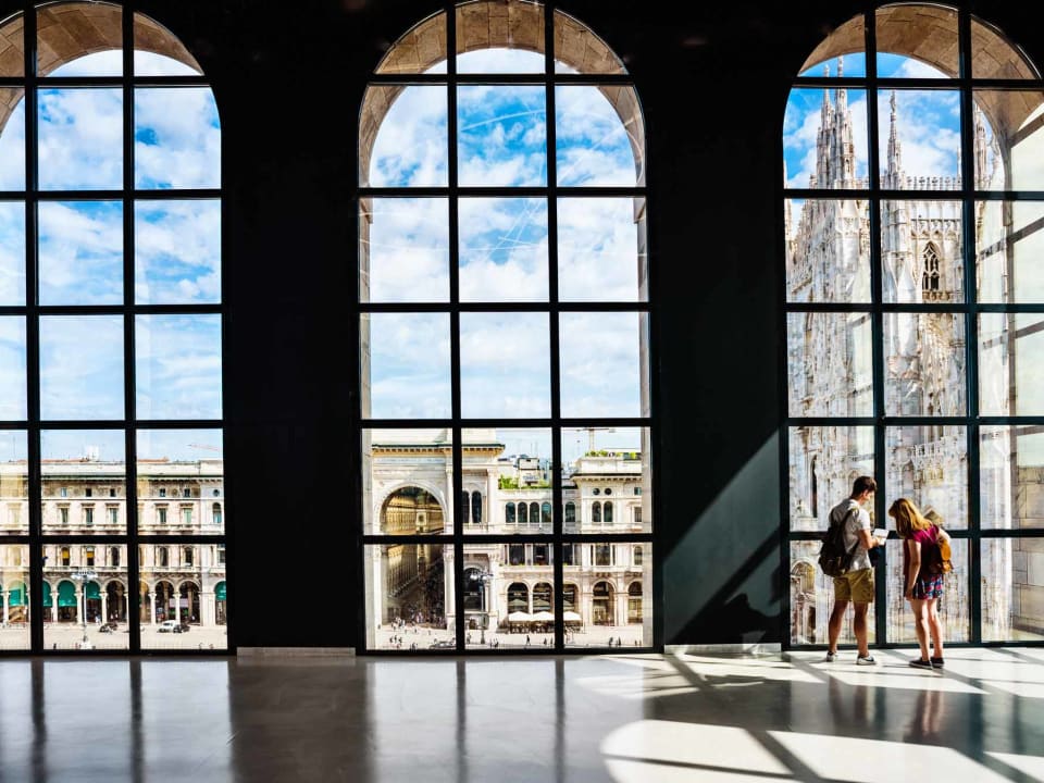 View of an important square in Milano from inside a building