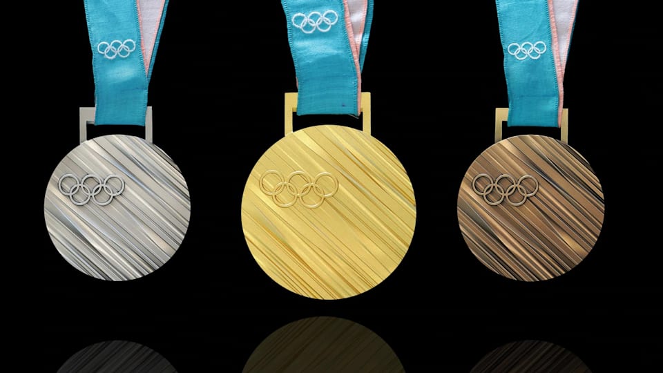 12 Pièces d'Or Médaillés d'Attribution Rubans de Style Olympique