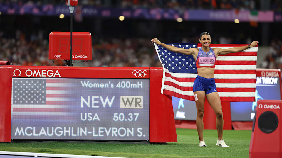 アメリカ代表　世界陸上シドニー・マクローリン・レヴロン（米国）直筆サイン入り写真 女子400mハードルのシドニー・マクラフリン・レヴロン、自身の世界記録