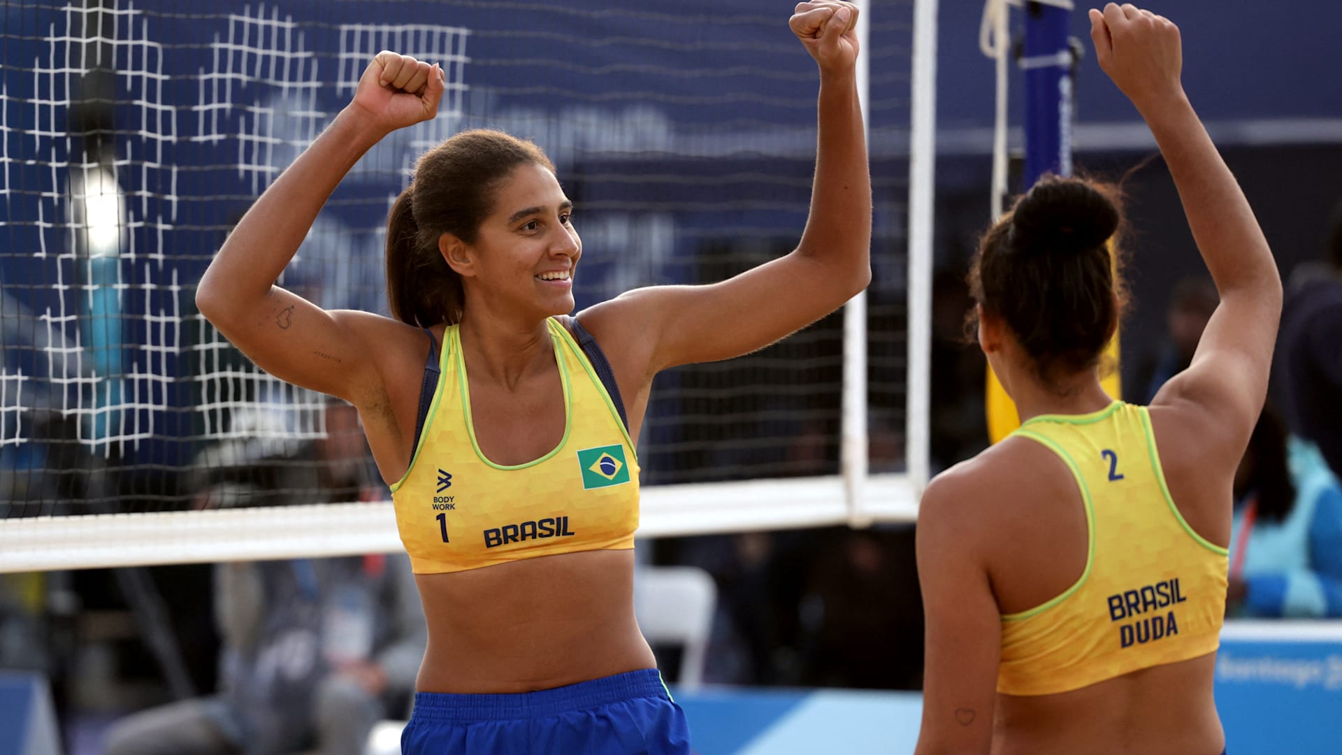 Ana Patricia Silva Ramos (BRA) celebrates during the Beach Volley