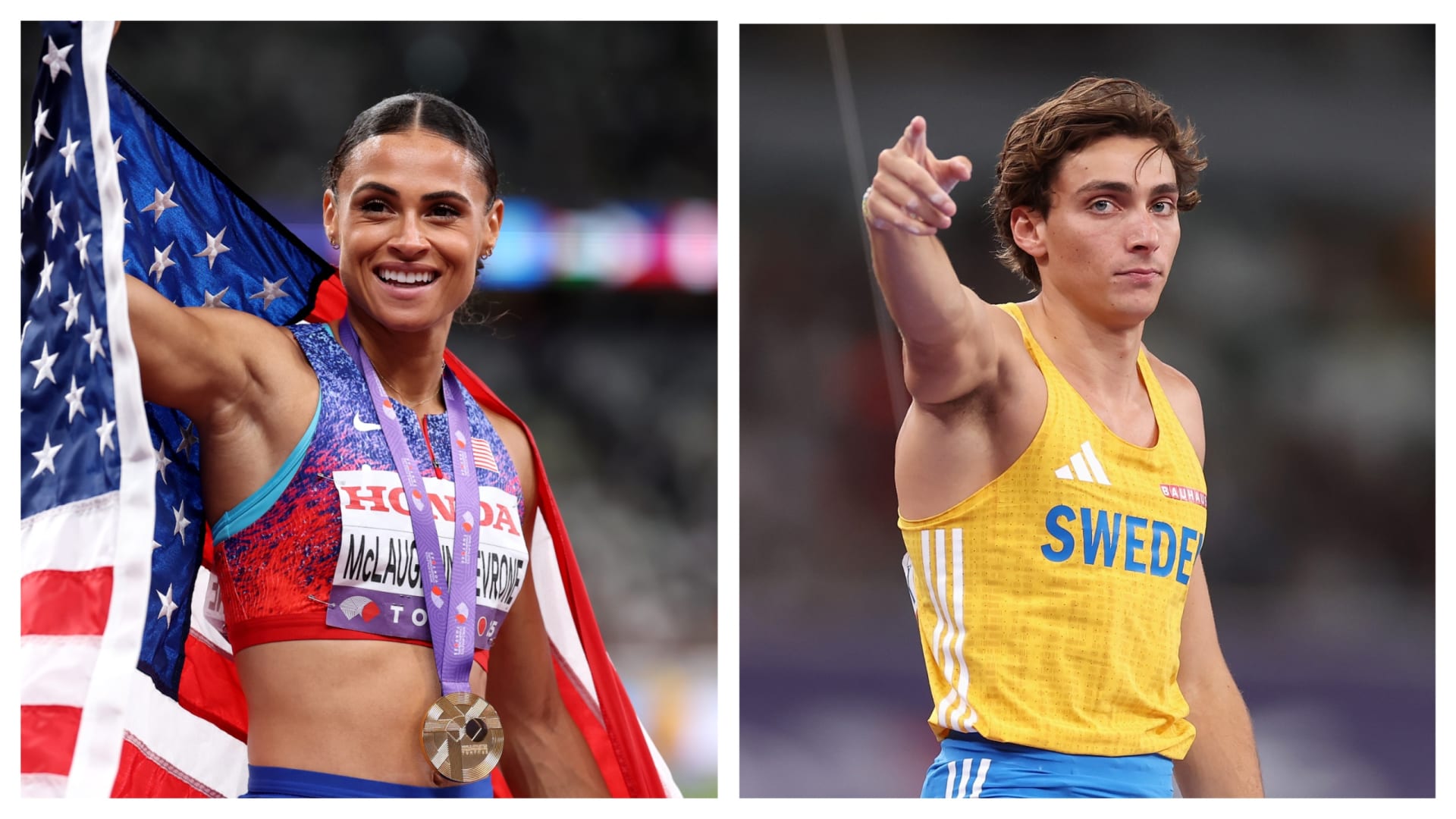 アメリカ代表　世界陸上シドニー・マクローリン・レヴロン（米国）直筆サイン入り写真 年間最優秀選手はシドニー・マクラフリン＝レヴローンとモンド・デュプ