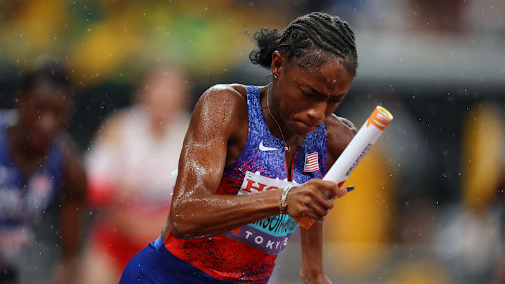 Olympic champions Melissa Jefferson‑Wooden and Sha'Carri