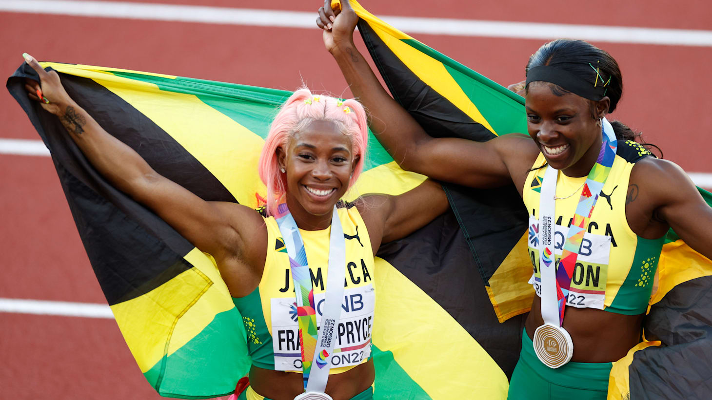 Sprint stars Shelly-Ann Fraser-Pryce and Shericka Jackson lead
