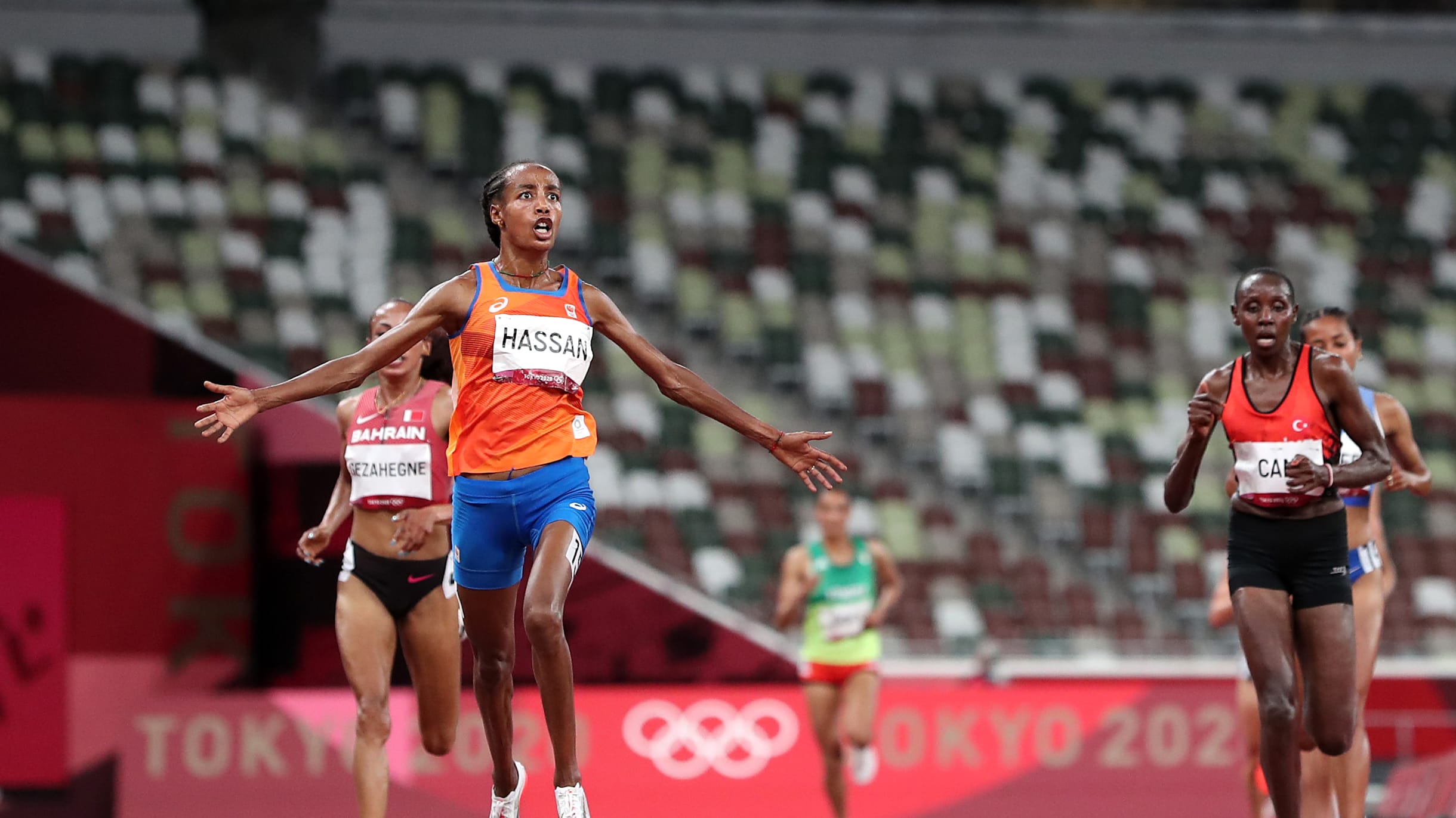 Dutch runner Sifan Hassan wins the women's 10000m at the Tokyo Olympics