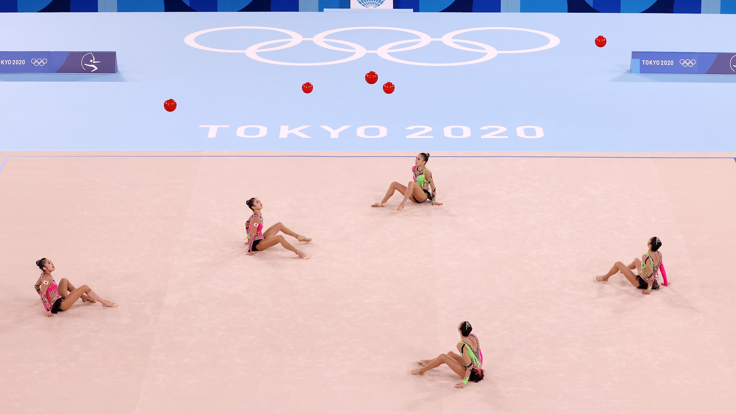 Set of Apparatus for Rhythmic Gymnastics in Pink Color Ball, Hoop