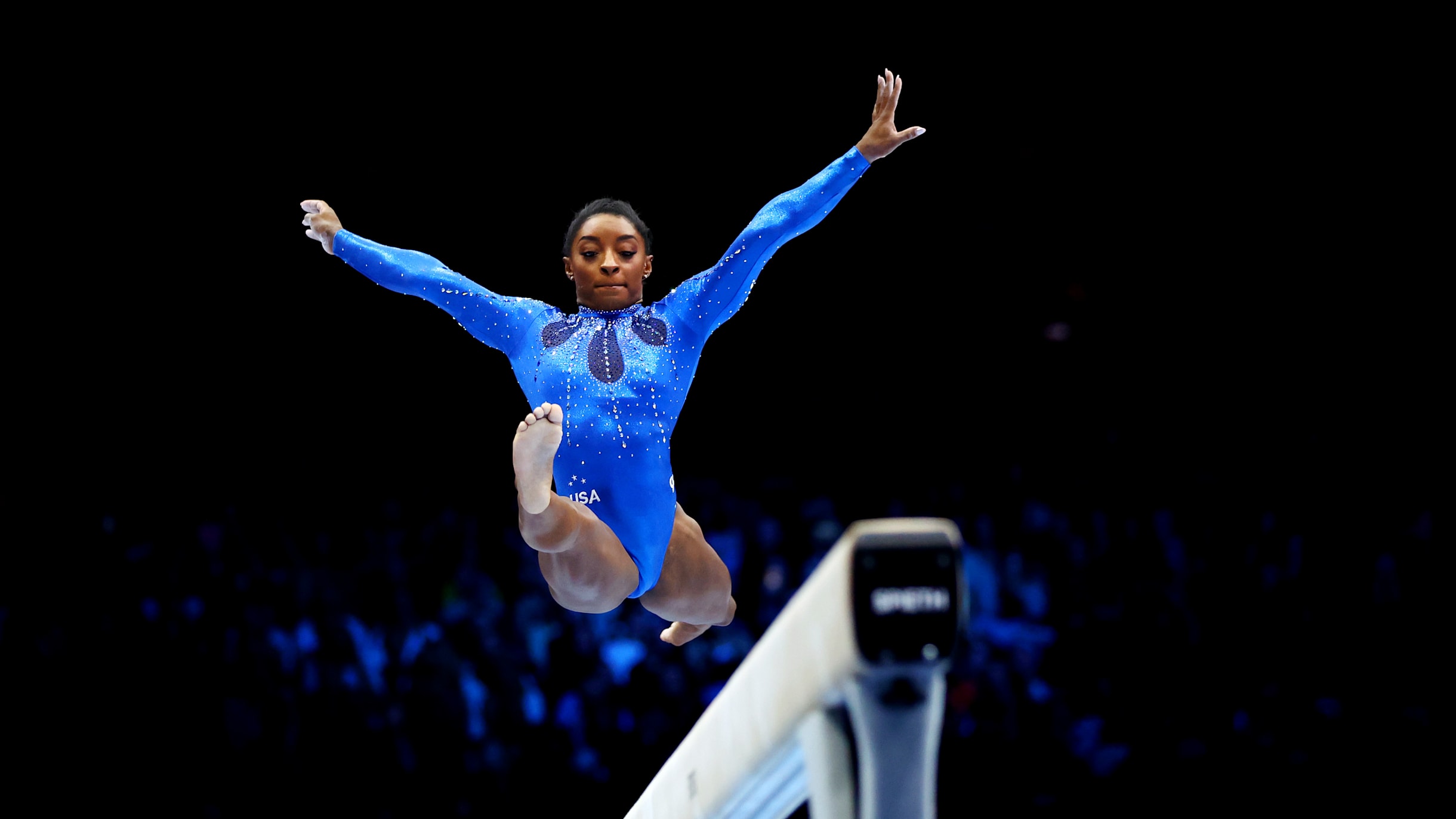 Simone Biles returns to gymnastics competition and blows the roof