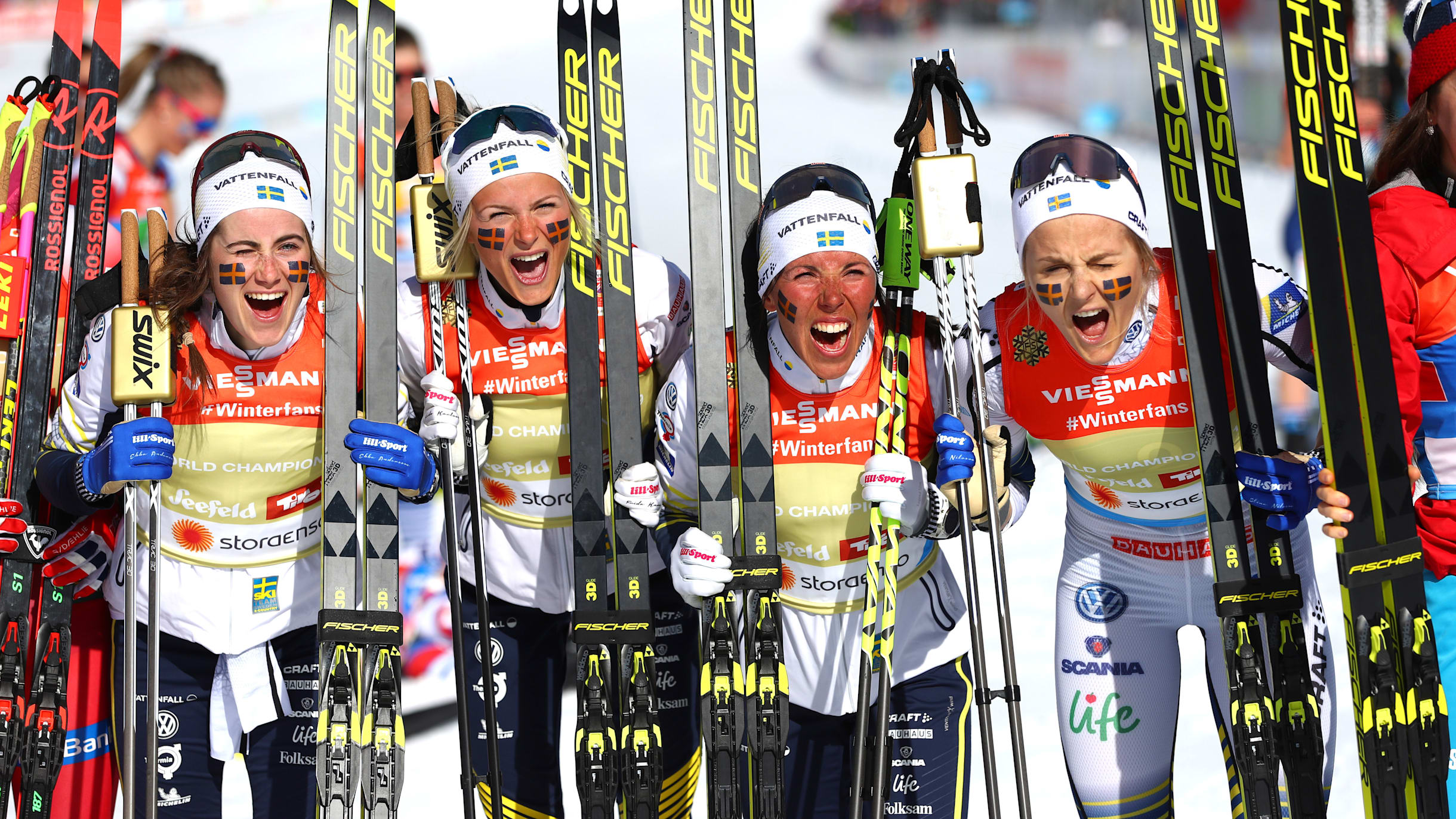 クロスカントリー女子リレー、スウェーデンがノルウェーの5連覇 