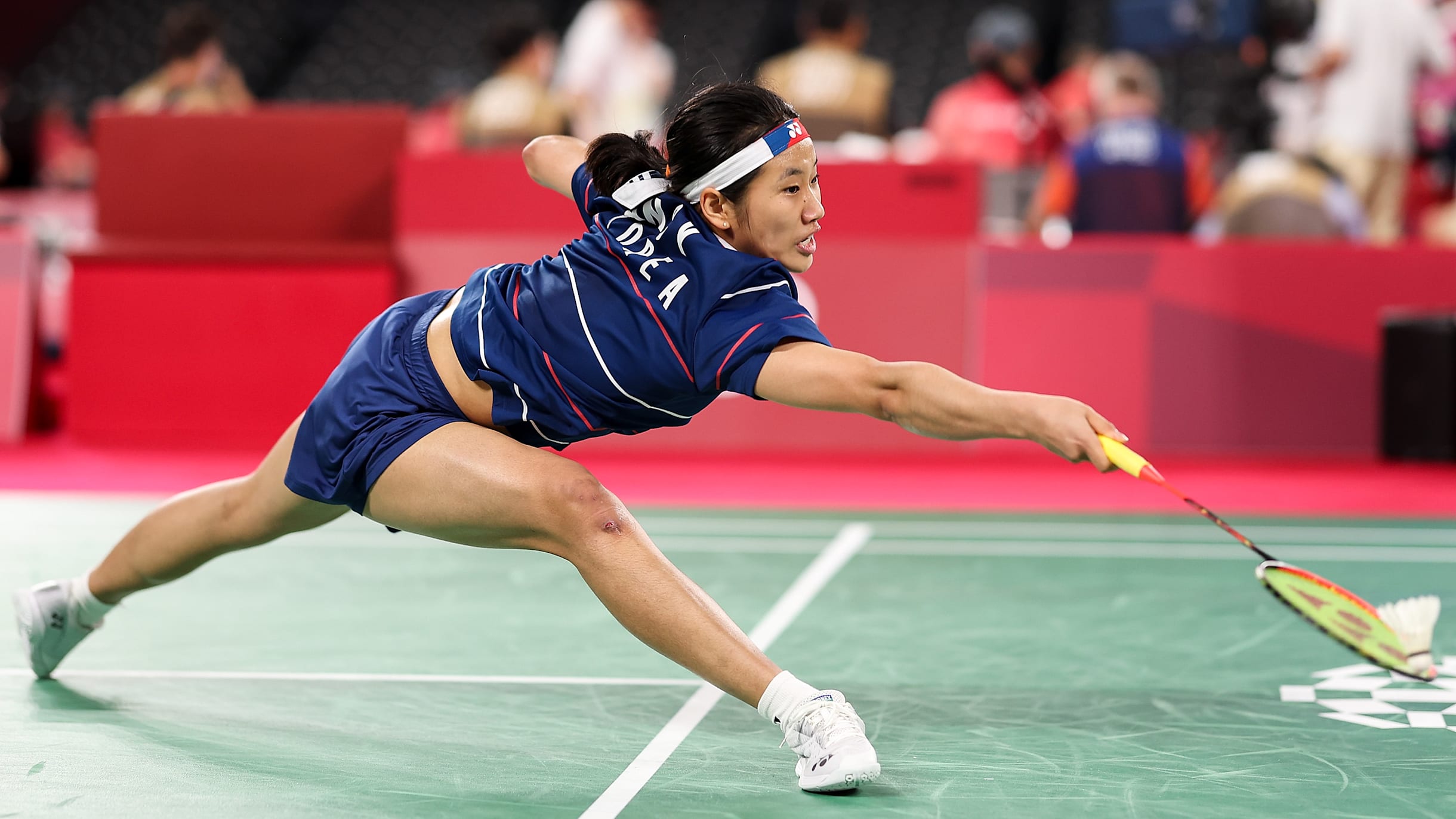 Badminton Korea Open 2022 finals An Seyoung, Jonatan Christie in action