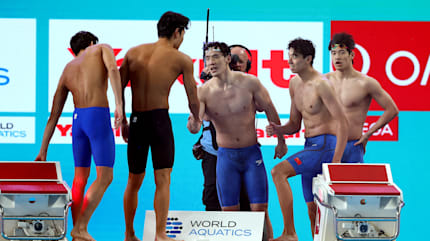 2024年世界泳联世锦赛游泳：中国队后来居上，斩获男子4x200m 