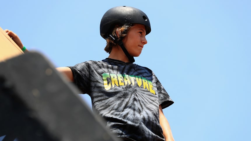A young Tate Carew at the Nitro World Games Men's Vert Final in Vista, California in 2018