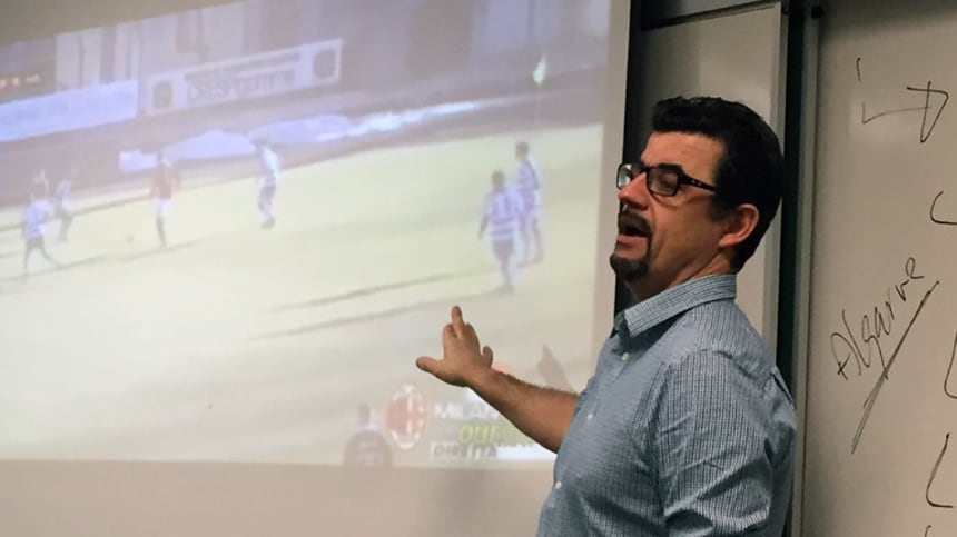 Luis LM Aguiar teaches a sociology class on Cristiano Ronaldo
