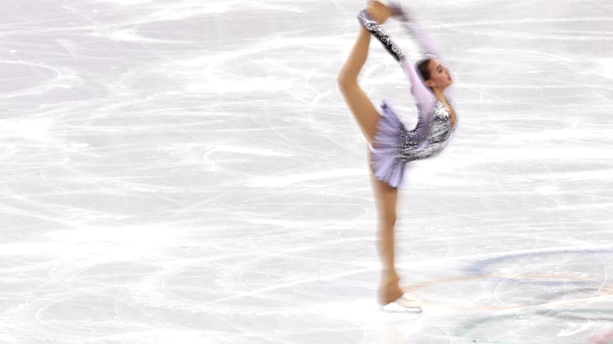Ice shop skater spinning
