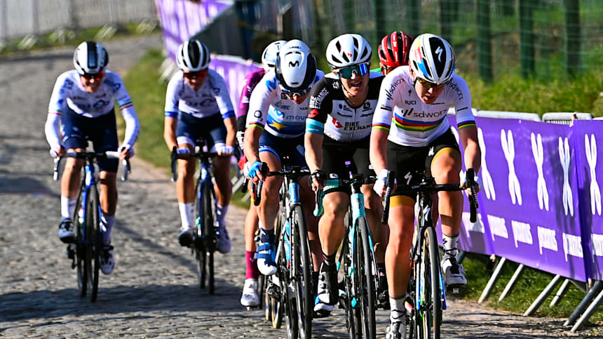 Riders in action at the women's race in 2021.