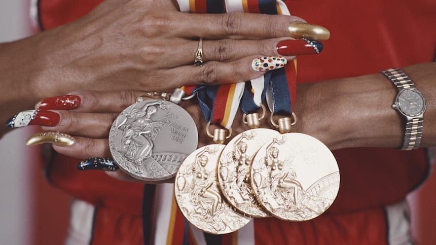 Florence Griffith-Joyner y sus medallas de Seúl 1988