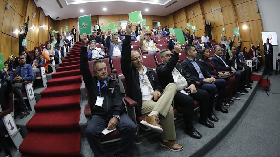 NOC. The delegates vote at the General Assembly of the Venezuelan NOC. 
