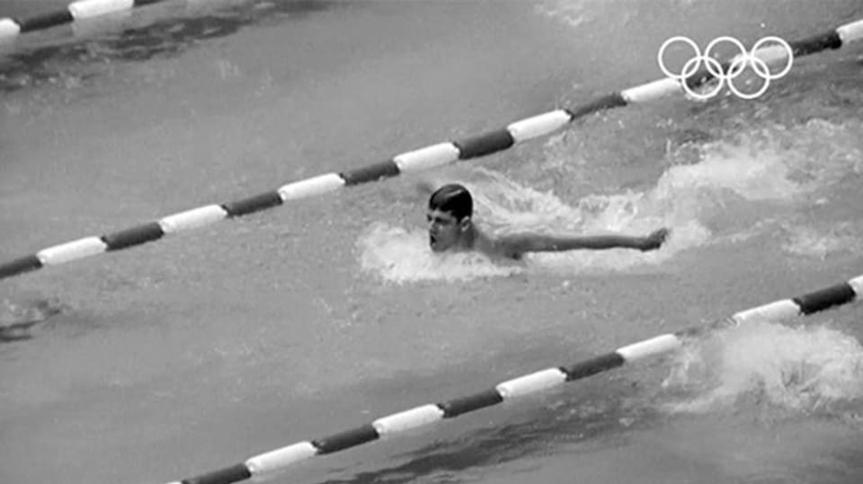 Mark Spitz Swimming To A New World Record In The Men'S