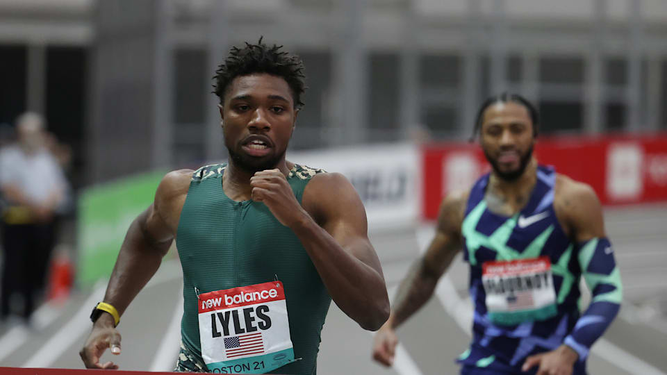 Noah Lyles and Shaunae MillerUibo win at NB Indoor Grand Prix