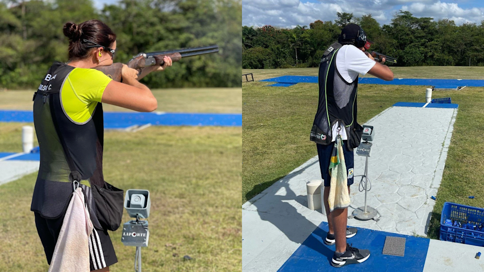 Brasileiros treinam antes do Campeonato das Américas de Tiro 2024 XIV Espingarda, em Santo Domingo, República Dominicana.