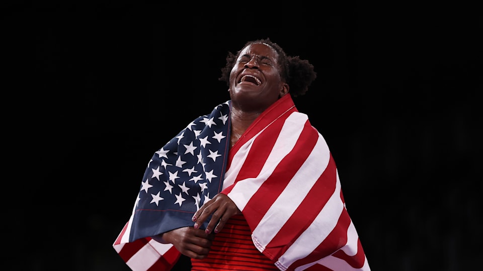 Tamyra MensahStock wins women's freestyle 68kg
