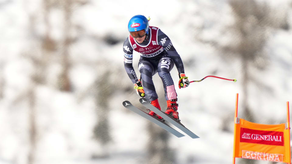Mikaela Shiffrin helped off course after heavy crash in Cortina d
