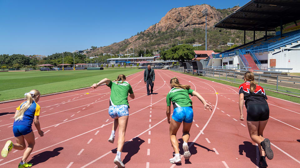 Young athletes training during a Brisbane 2032 event in Townsville.