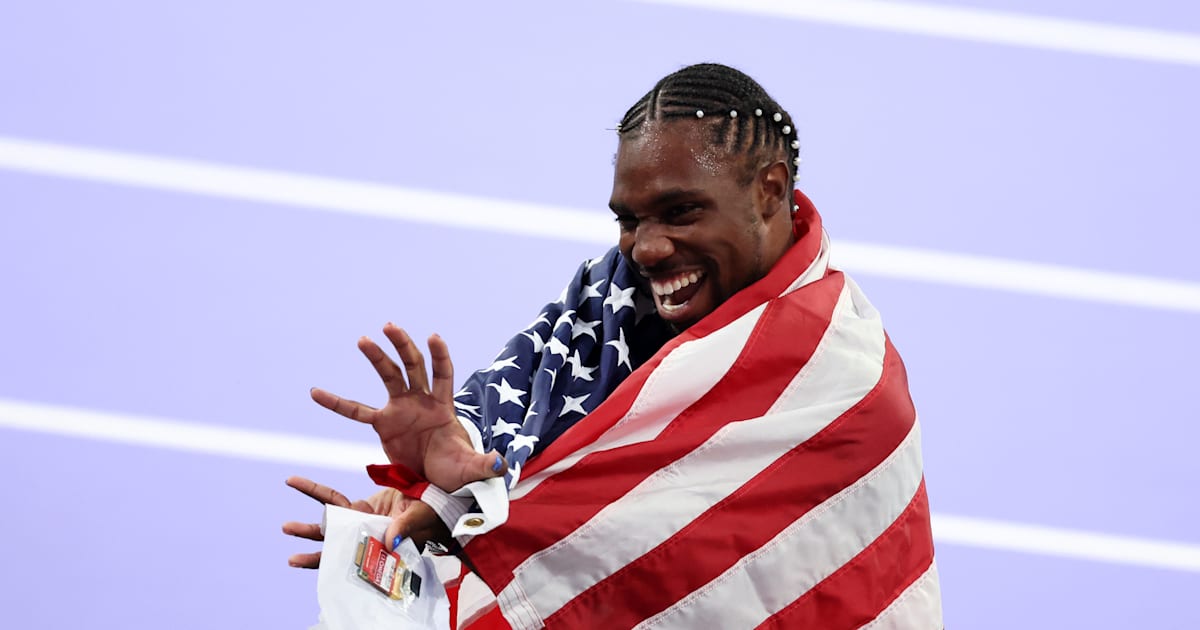 Noah Lyles, membre de l’équipe américaine, partage un message courageux et inspirant après avoir remporté l’or olympique du 100 m