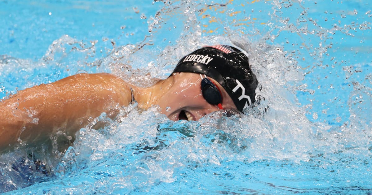 Katie Ledecky during the 1500m freestyle final at the World Aquatics Championships